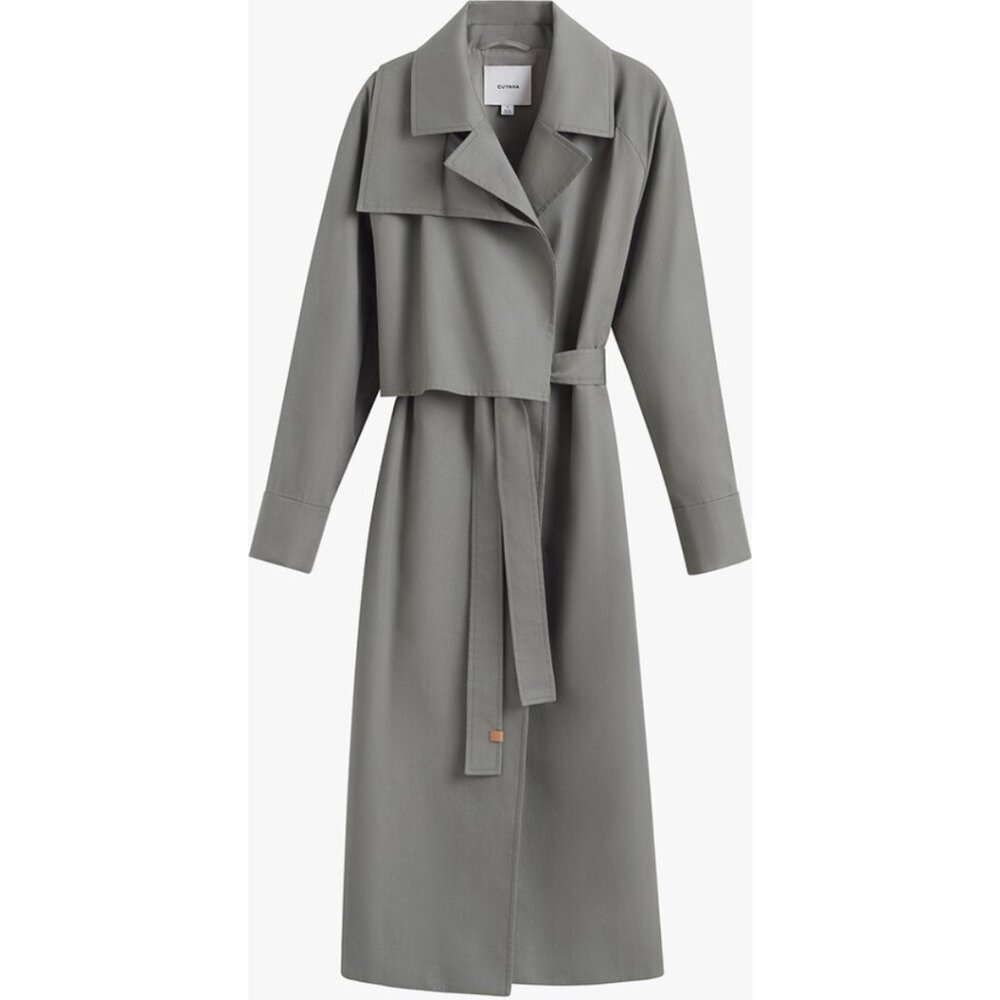 Cuyana Relaxed Trench Coat Steel Green, Size Small